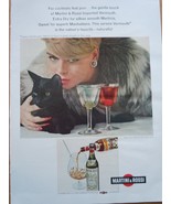 Martini &amp; Rossi Lady In Fur With Cat Print Magazine Advertisement 1968 - $5.99