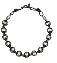 Coldwater Creek Necklace Glass Beads Brown &amp; Silver Tone 20” - £15.67 GBP