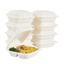 8X8&quot; 3Compartment 50-Pack Heavy Duty To-Go Disposable Lunch Box For Cake, - £32.98 GBP