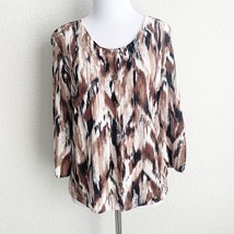 J Jill Button Up Cardigan Sweater in Linen Cotton Blend Size S Black Brown - $200.21 MXN