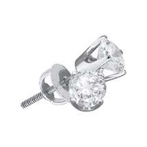 14kt White Gold Womens Round Diamond Solitaire Stud Earrings 3/8 Cttw - £462.02 GBP