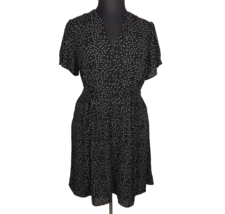 City Chic Women&#39;s Black Polka Dot Corset Lace Up Detail Dress Plus Size 18 - £31.23 GBP