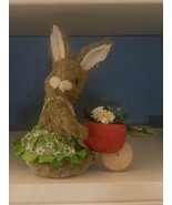 Easter Spring Sisal Bunny Rabbit Carrying Raddish Wheelbarrow 10.6” Seas... - £85.62 GBP