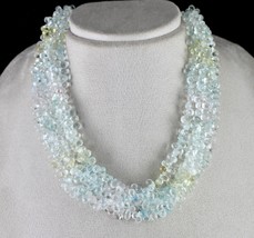 Natural Multi Aquamarine Beads Drops Faceted 5 L  776 Ct Gemstone Fine Necklace - £995.61 GBP