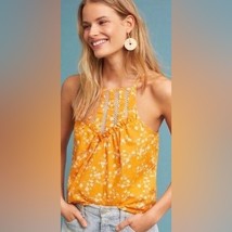 Anthropologie Boho Maeve Martell Yellow Tank Top Women’s XL Floral Blouse Shirt - £36.40 GBP