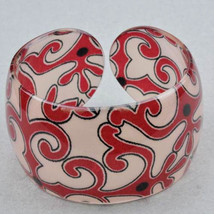 Bangle Bracelet Lucite Deep Red Swirls Black Dots - $9.99