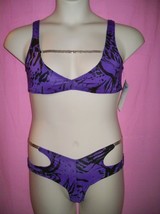 Dreamgirl Lingerie 2 Piece Reptile Rapture Bikini Set in Purple: Large - $28.95