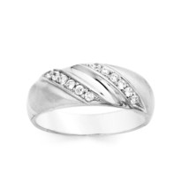 Sterling Silver Men&#39;s Cubic Zirconia Wedding Band Double Row CZ Day - £100.83 GBP