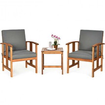 3PC Solid Wood Outdoor Patio Sofa Furniture Set-Gray - $302.22