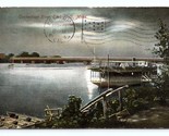 Night View Connecticut River Springfield MA Massachusetts 1907 DB Postca... - $4.90