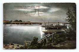 Night View Connecticut River Springfield MA Massachusetts 1907 DB Postcard Q1 - £3.85 GBP