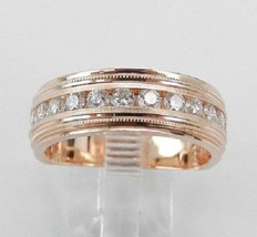 14K Rose Gold Plated 2.Ct Mens Round Simulated Diamond Wedding Pinky Ring Band - £59.96 GBP
