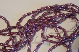 3 X 6 Mm Oat Beads Aurora Borealis Purple 60 Inch String Crafts Jewelry Weddings - £2.81 GBP