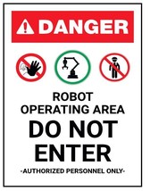 Robot Operating Area Safety Sign Sticker Decal Label D7392 - £1.54 GBP+