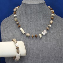 Retired Silpada Sterling Howlite African Opal Necklace &amp; Bracelet N1692 B1655 - £35.34 GBP