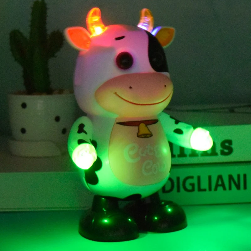 Children&#39;s Electric Dancing Robot Sound Light Music Dancing Baby Cute Cow Cow - £17.15 GBP