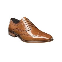 25092 Stacy Adams Leather Shoes Tinsley Wingtip Lace Up Tan 240 image 11