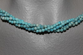  THE TWIST BEADS ERA!  36&quot; NECKLACE OF 4 MM ROUND BEADS TURQUOISE BLENDS - $2.29