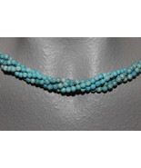  THE TWIST BEADS ERA!  36" NECKLACE OF 4 MM ROUND BEADS TURQUOISE BLENDS - $2.29