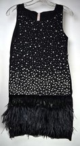 Antonio Marras Womens Dress Wool Angora Black Beaded Feather Fringe XS I... - £155.75 GBP