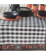 Printed Fabric  Tablecloth 60&quot; Round, HALLOWEEN, TRICK OR TREAT BLACK &amp; ... - £23.73 GBP