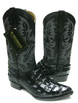 Mens Black Cowboy Boots Crocodile Back Pattern J Toe Rodeo Botas - £112.24 GBP