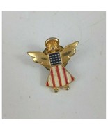 Vintage Gold Tone American Flag  Angel Lapel Hat Pin - €7,18 EUR