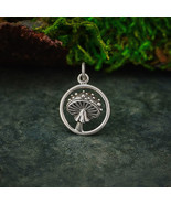  Sterling Silver Agaric Mushroom Charm in Circle 18x13mm - $36.77 CAD