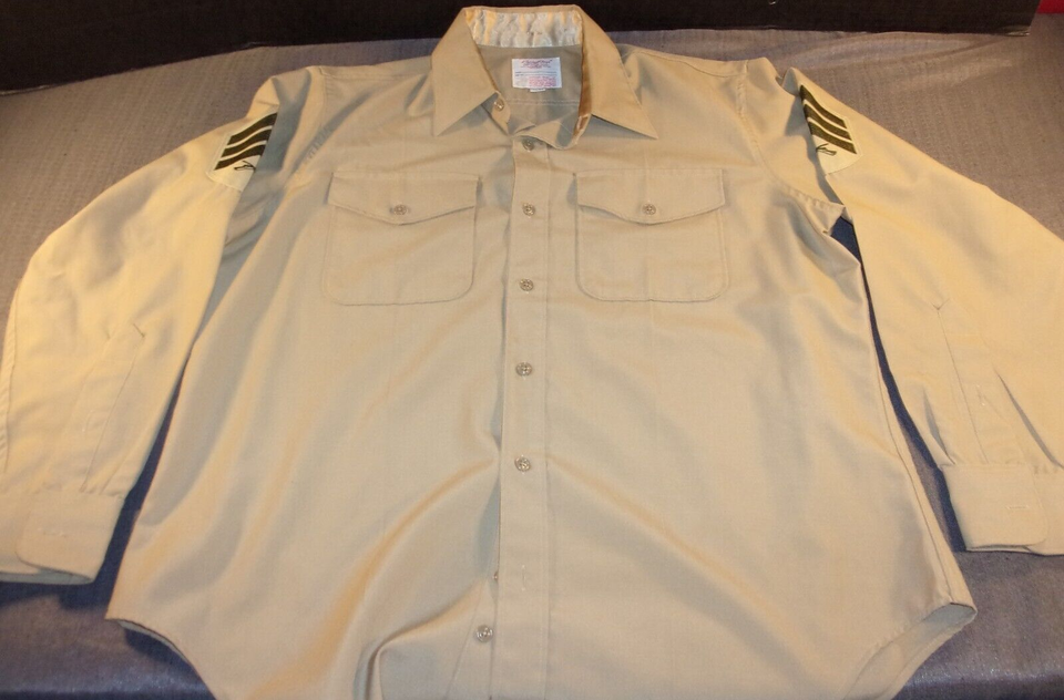 CREIGHTON U.S.M.C. TAN 53X31.5 LONG SLEEVE UNIFORM BUTTON UP - $18.35
