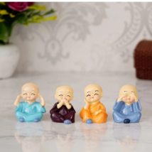 Little Baby Monk Buddha Resin Statue for Car Dashboard/Home Decor Set of 4 - £7.90 GBP