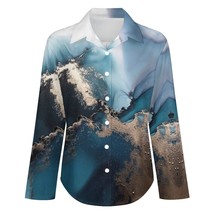 Mondxflaur Marble Textured Women Long Sleeve Shirt Summer Elegant Fashio... - £19.15 GBP