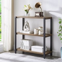 3 Tier Bookshelf, Industrial Bookcase And Book Shelves For Bedroom, Rust... - £155.80 GBP
