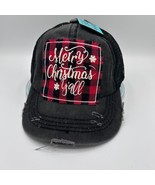 Southern Junkie Christmas Hat Buffalo Plaid Patch Distressed Trucker Cap - $317.02 MXN