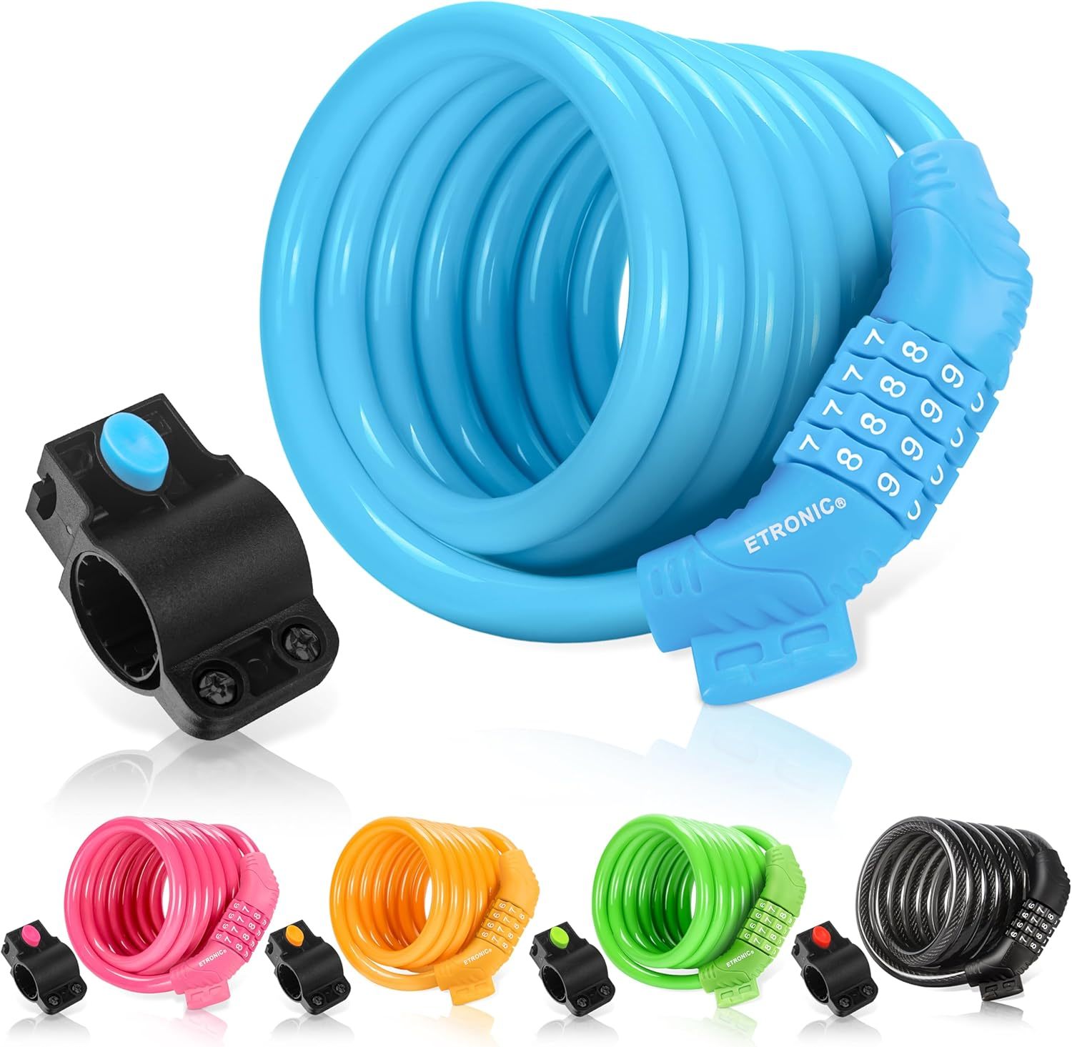 Bike Lock M6, Cable Lock 6 Feet Long Coiled Security Resettable Combo - $32.99