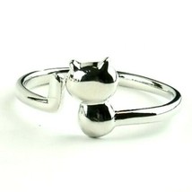 Kitty Cat Ring Adjustable from Sz 3 to Sz 11 Cute Rings Silver Jewelry