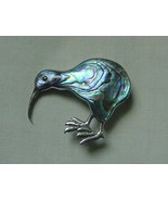 Multi-color Lovely Vintage Silver &amp; Striking Abalone Bird Pin Brooch - £60.13 GBP