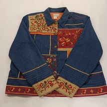 Coldwater Creek RN#98516 Women's Blue Floral Applique Embroidered Jacket Size XL image 15