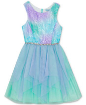Rare Editions Toddler Girls Metallic Lace Dress Size 3T Color Purple/Green - £35.55 GBP