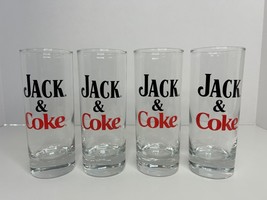 SET OF 4 Jack &amp; Coke Glasses Clear Jack Daniels Coca Cola Coke Man Cave - $28.38