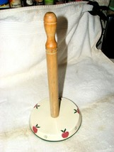 Paper Towel Holder  Ceramic and Wood,    Apple Pattern - £23.62 GBP