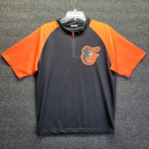 VTG Mens Black/Orange MLB Baltimore Orioles Jersey Style 1/4 Zip Shirt M - $14.39