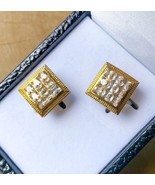 Charle&#39;s Wain Crystal Collection Cufflinks Square Gold Bling Filigree De... - $27.72
