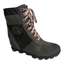 Sorel Women’s Lexie Wedge Boots Size 10 Dark Slate Leather Quilted NL337... - $111.14