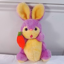 Vintage Animal Toys Plus Plush bunny rabbit purple yellow carrot 1981 Ta... - $25.00
