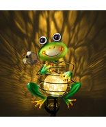 Frog Solar Garden Light - Metal Stake Light with Crackle Glass Waterproo... - €27,53 EUR