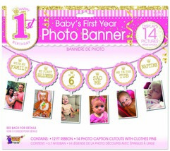 Forum Novelties 1st Birthday Decorations-Cute and Fun Milestone Photo Banner Hol - £31.17 GBP
