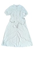 Nanette Lepore Linen Blend Button Front Short Sleeve Belted Dress Sand Sz 12 NWT - £39.65 GBP