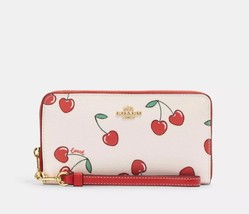 Coach Long Zip Around Wallet With Heart Cherry Print - £172.31 GBP