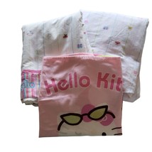 Vintage Hello Kitty White Twin Bed Sheet Set Flat Fitted Pillowcase Sanrio 2006 - £46.25 GBP