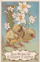 Happy Easter Chicks Lilies Postcard D38 - £2.36 GBP